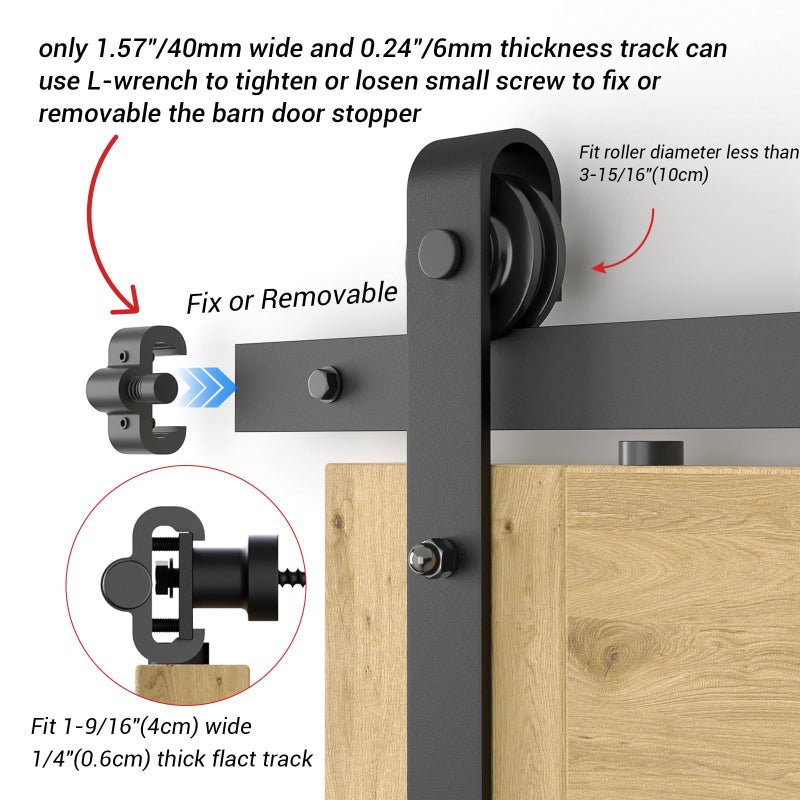 CCJH 2PCS Adjustable Barn Door Stopper fit for 1.57inch/40mm Flat Track, Sliding Barn Door Hardware Accessories Replacement - Image 3